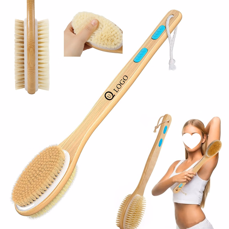 Wooden Bath Body Brush W/Long Handle