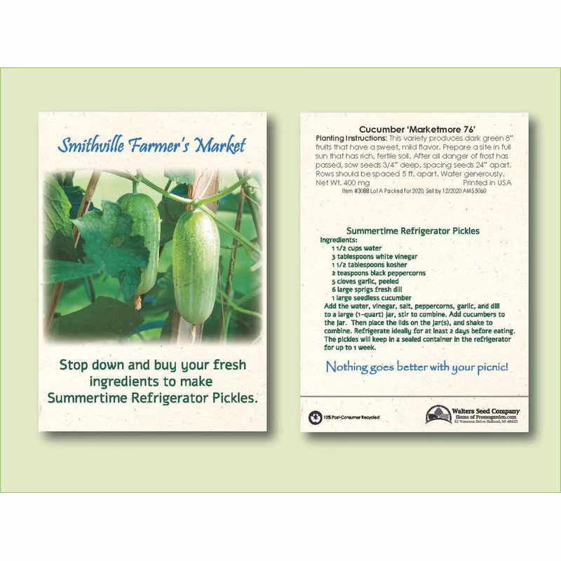 Cucumber Seed Packet - Size 3.25" x 4.5"