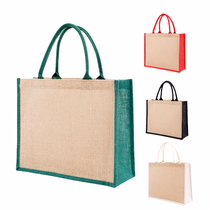 Jute Colorful Tote Shopping Bag