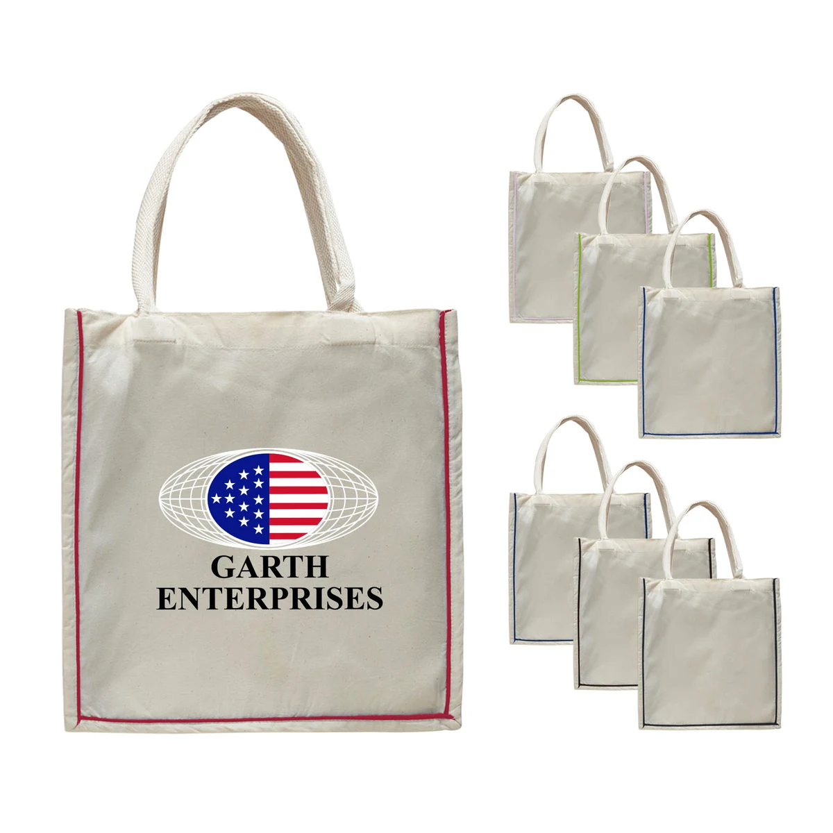 6 oz. 100% COTTON CANVAS FANCY COLOR STRIPE SHOPPER TOTE BAG 1
