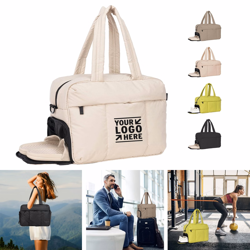 Women Large Puffer Tote Gym Weekender Overnight Travel Lightweight Duffel Bag