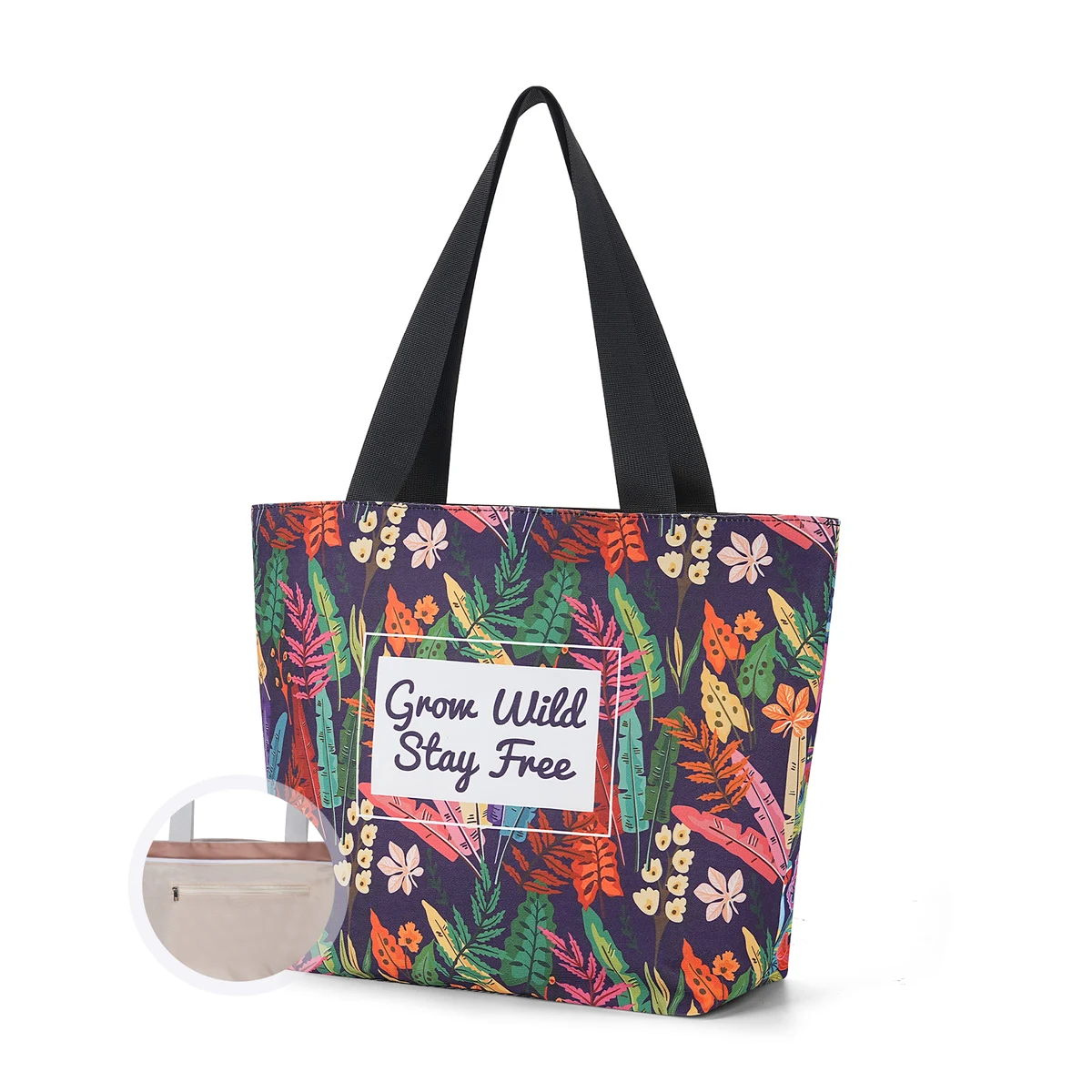 Full Color Sublimated Canvas Everyday Bag with Zipper Closure, custom tote bag with logo imprint 1