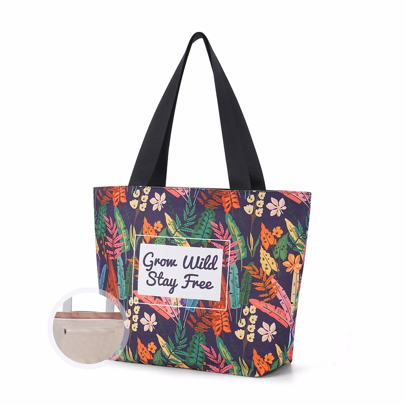 Full Color Sublimated Canvas Everyday Bag with Zipper Closure