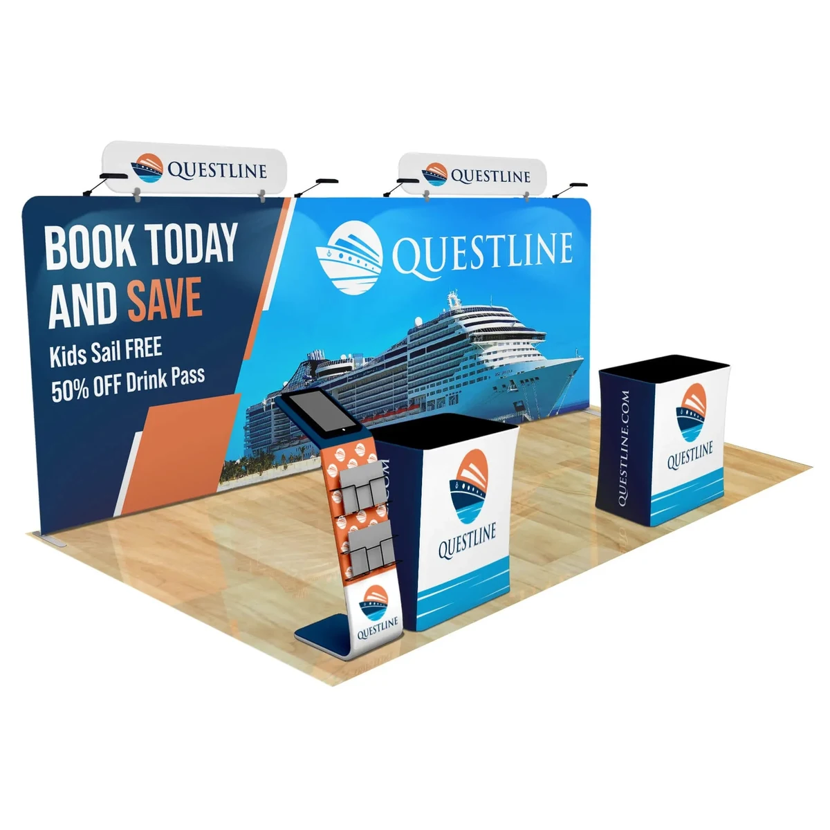 20ft Fastzip™ Media Stand Trade Show Booth Package 1