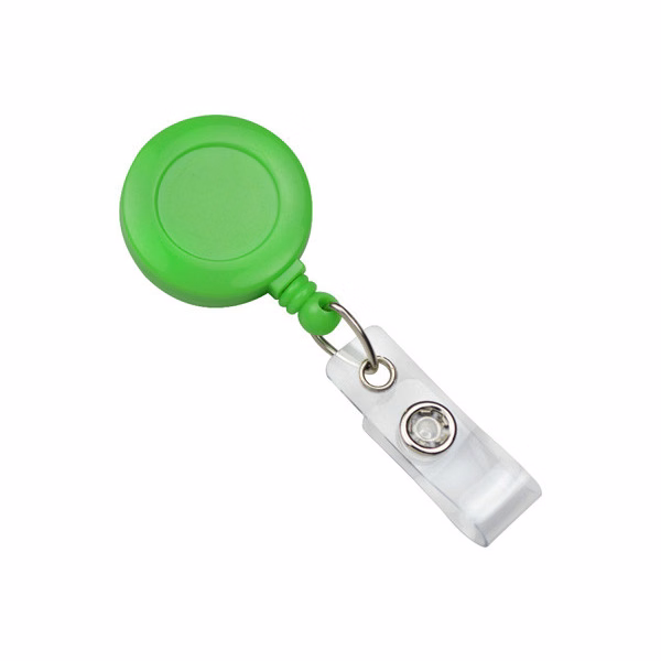 Round Plastic Clip-On Neon Badge Reel (Neon Green)