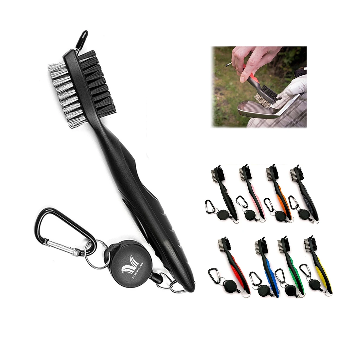 Golf Club Brush Cleaner Pro Retractable Dual-Bristle 1