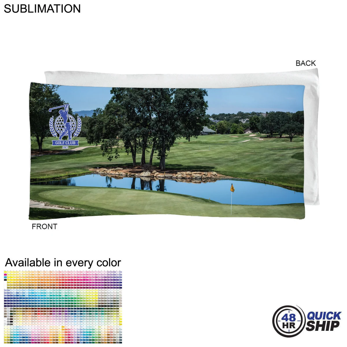 48 Hr Quick Ship - Golf Caddie Towel Large in Microfiber Dri-Lite Terry, 20"x40", Sublimated 1