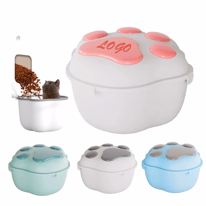 MOQ 30 Pet Food Storage Bucket Bin Cat Paw Shape