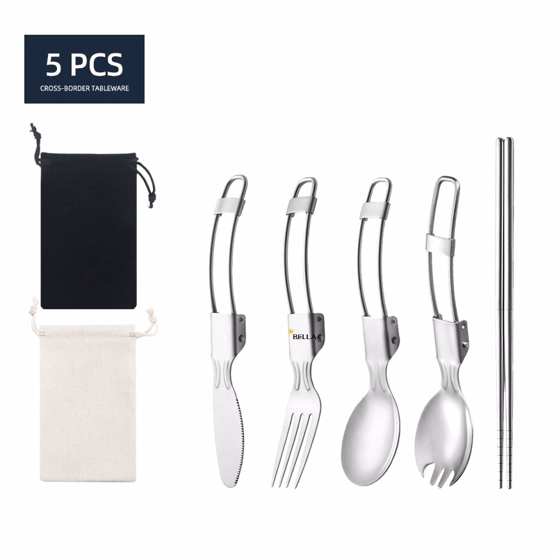 Folding Spoon Fork Knife Set With Pouch