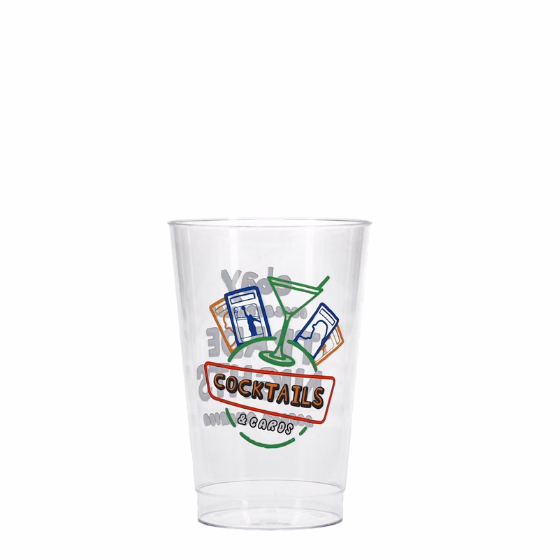 12 oz Hard Plastic Fluted Cup Clear Digital Print