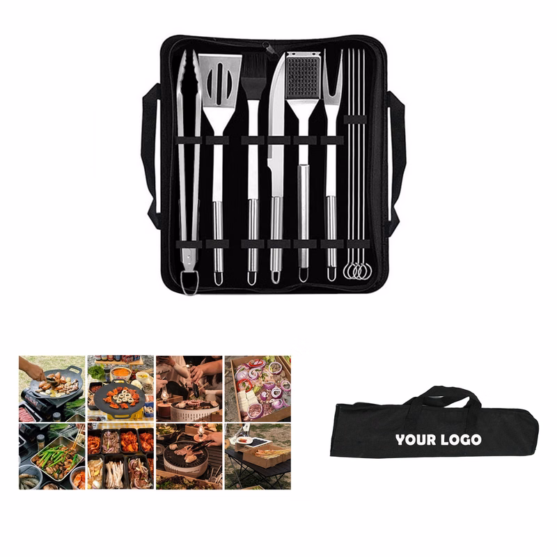 Stainless Steel 10PCS BBQ Tool Set With Carry Bag