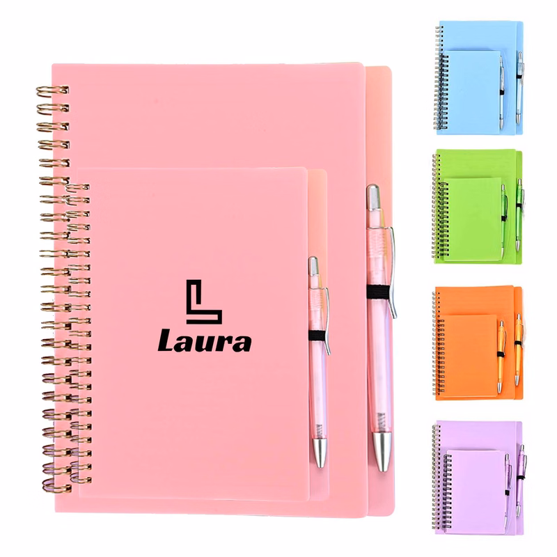 Solid Color Spiral Notebook with Pen