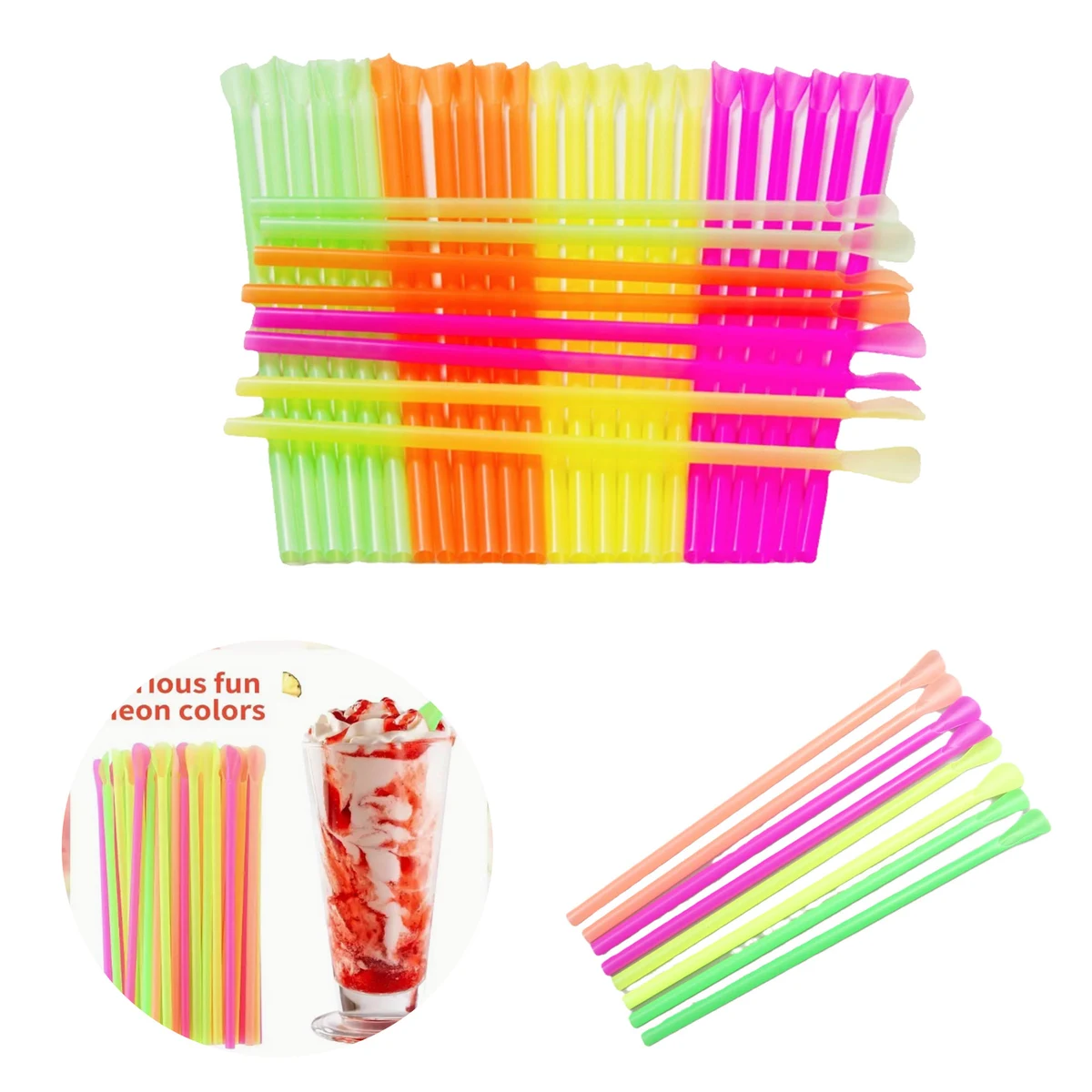 High-Quality Multi-Use Spoon Straws ?C 2.36??7.87", 100 Pcs 1