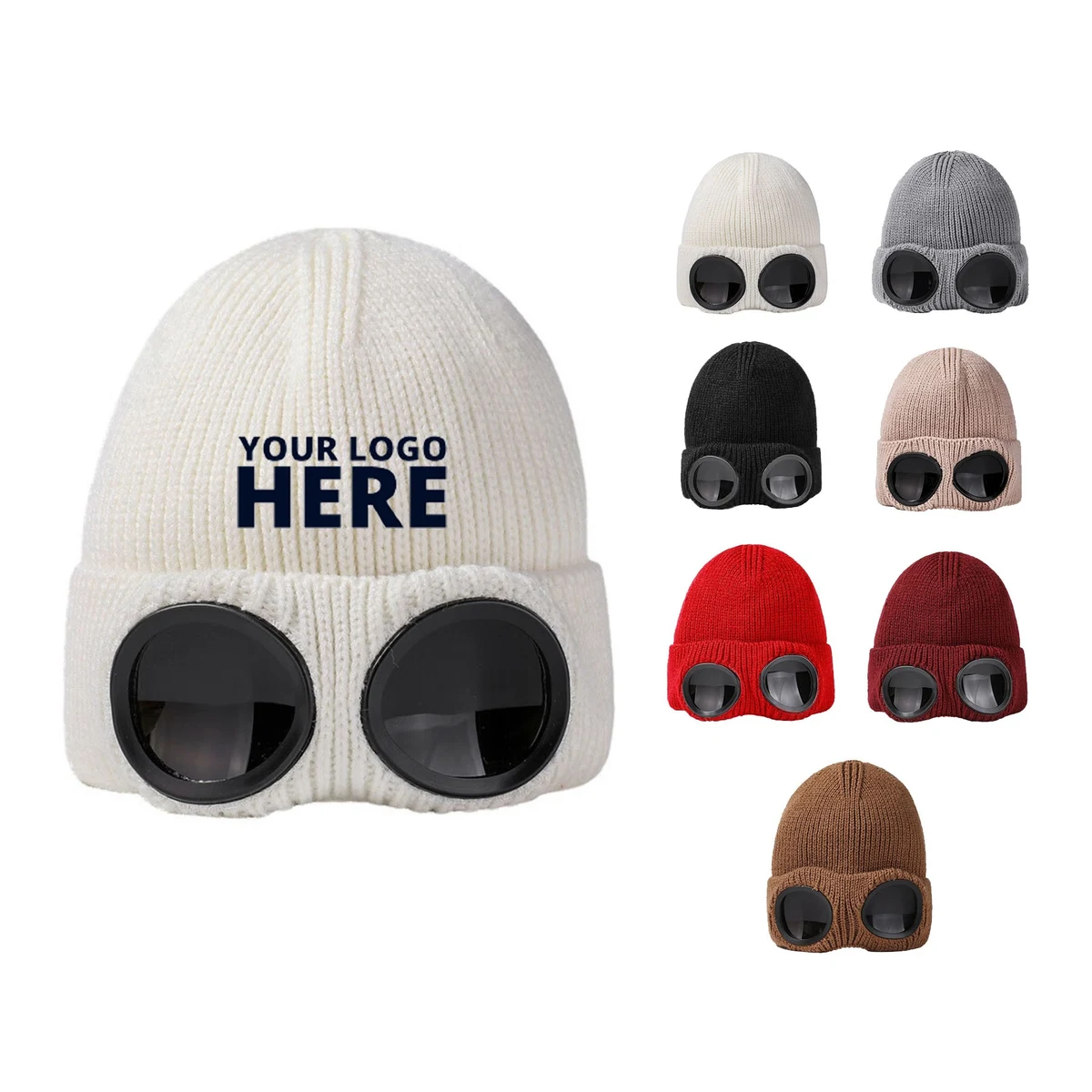 Unisex Wool Knitted Goggles Beanie 1