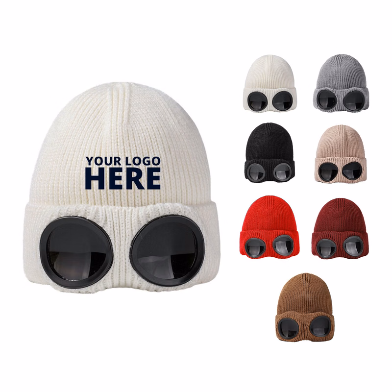 Unisex Wool Knitted Goggles Beanie