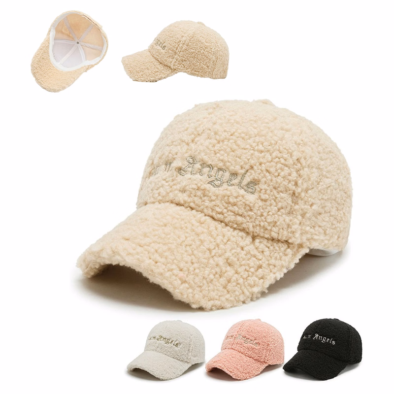 Winter warm plush embroidered cap
