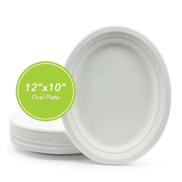Three Leaf Bagasse Oval Plates 25 Pack 1
