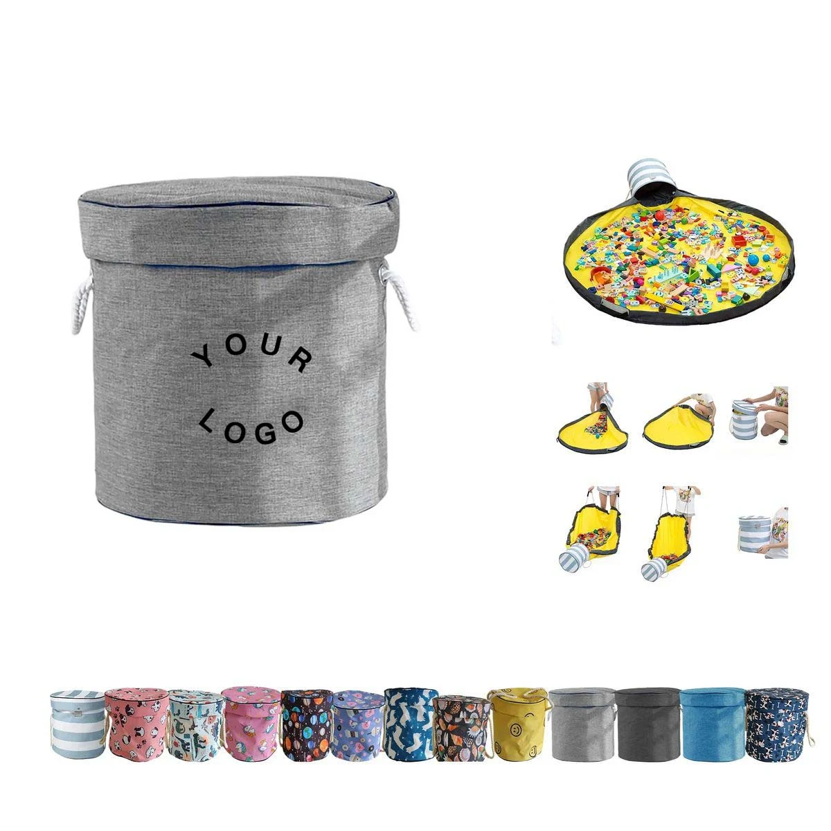 Oxford Toy Storage Bag with Circular Frame, custom tote bag with logo imprint 1