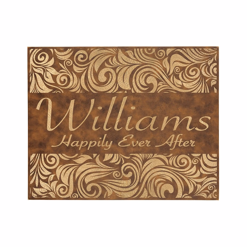 16" x 20" Rustic/Gold Leatherette Wall Decor