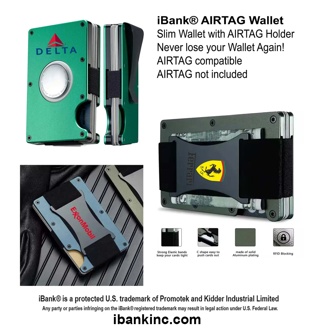 iBank ® AirTag-Compatible Slim Metal Wallet 1