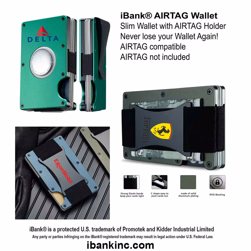 iBank ® AirTag-Compatible Slim Metal Wallet