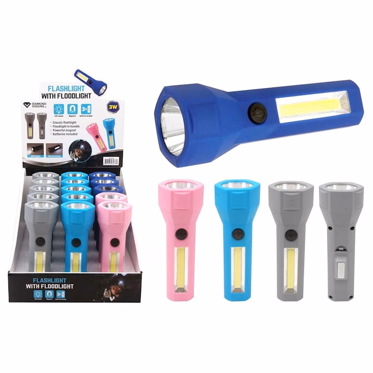 LED Flashlights with COB LED Floodlight - Assorted