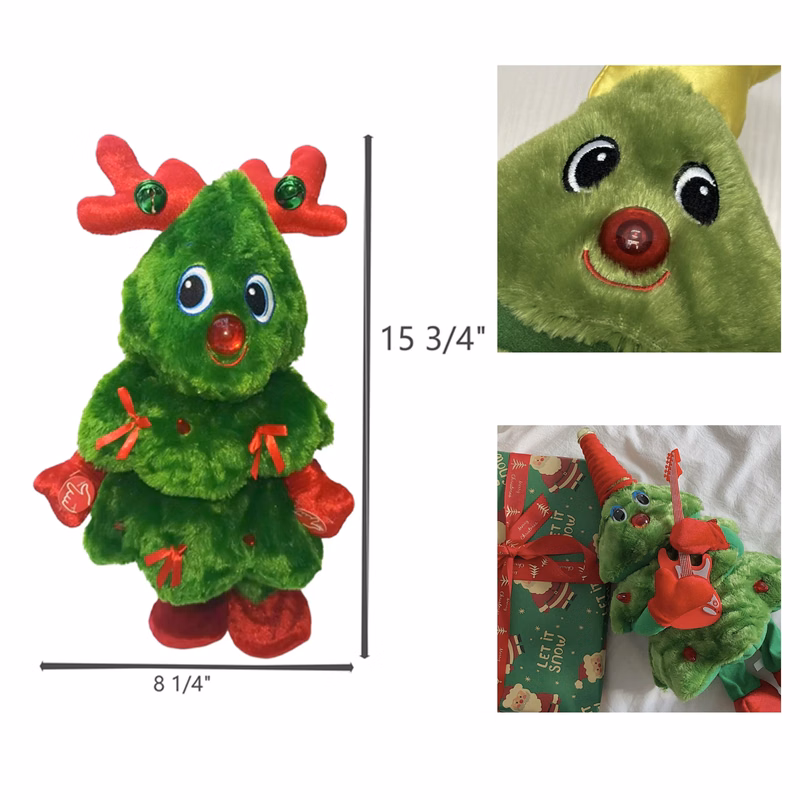 Battery-Operated Singing and Dancing Christmas Tree Plush Toys