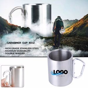 10oz Stainless Steel Cup With Carabiner Handle