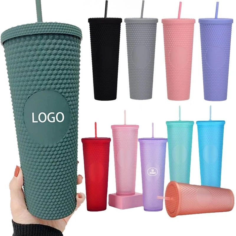 Studded Tumbler With Lid And Straw 24Oz Double Wall 1