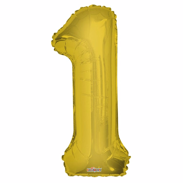Mylar Number 1 Balloons - Gold 34"