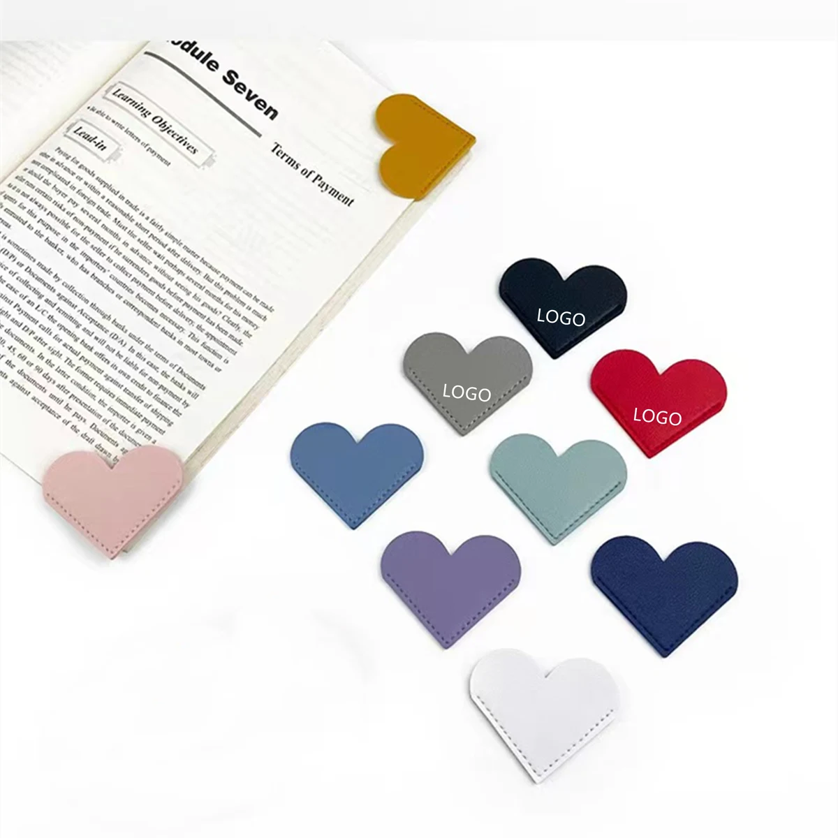 Handmade Corner Page Leather Heart Bookmark 1