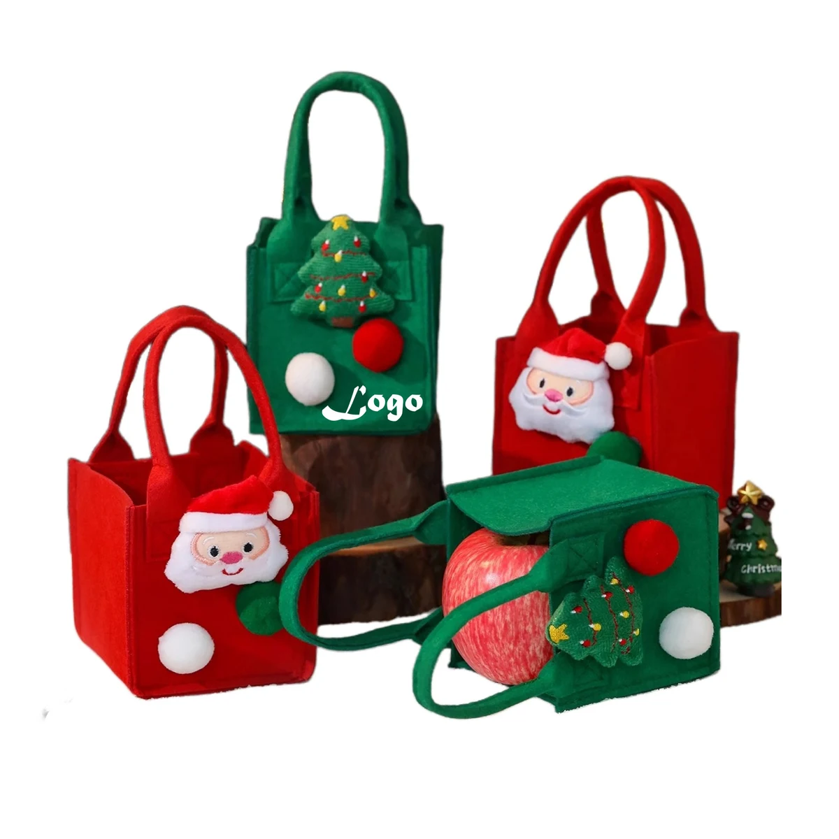 Felt Christmas Gift Handbag, custom tote bag with logo imprint 1