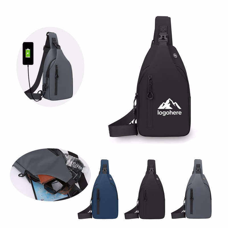 Waterproof USB Charging Sling Chest Bag