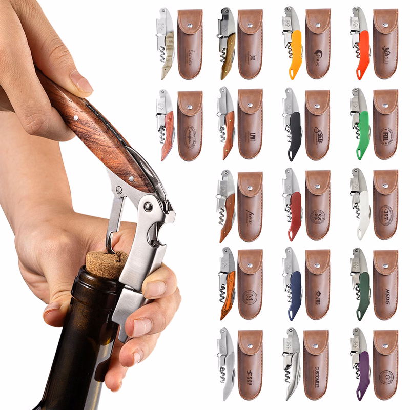 Wine Bottle Opener& Corkscrew Tool With Leather Case