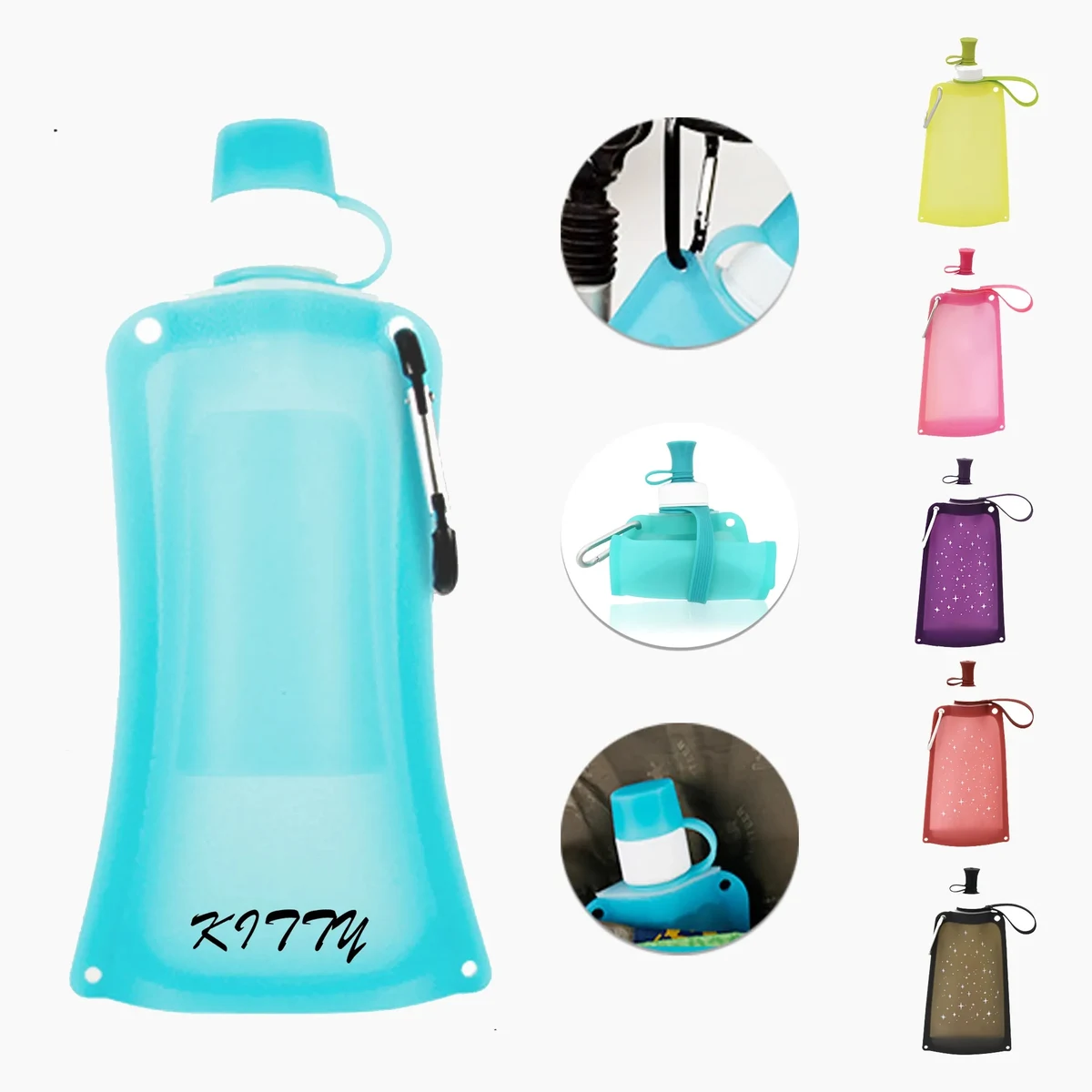 Portable Foldable Silicone Water Bottle For Outdoor Sports 1