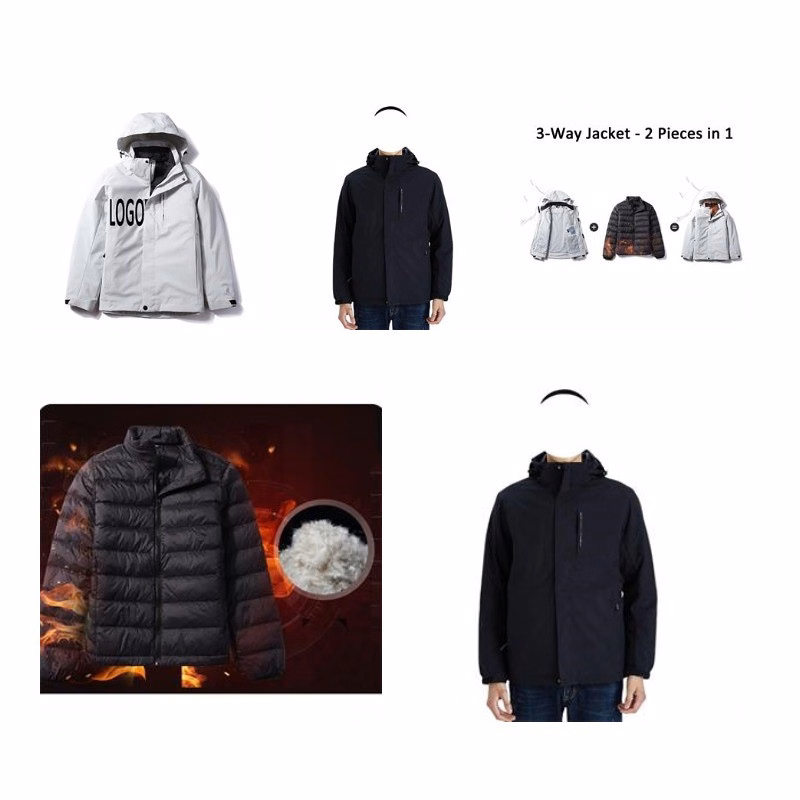 Waterproof Detachable 2-layer Hiking Jacket & Outdoor Coat