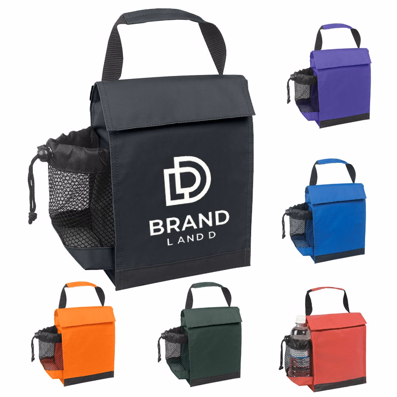 Custom Insulated Lunch Cooler Bag With Bottle Pocket