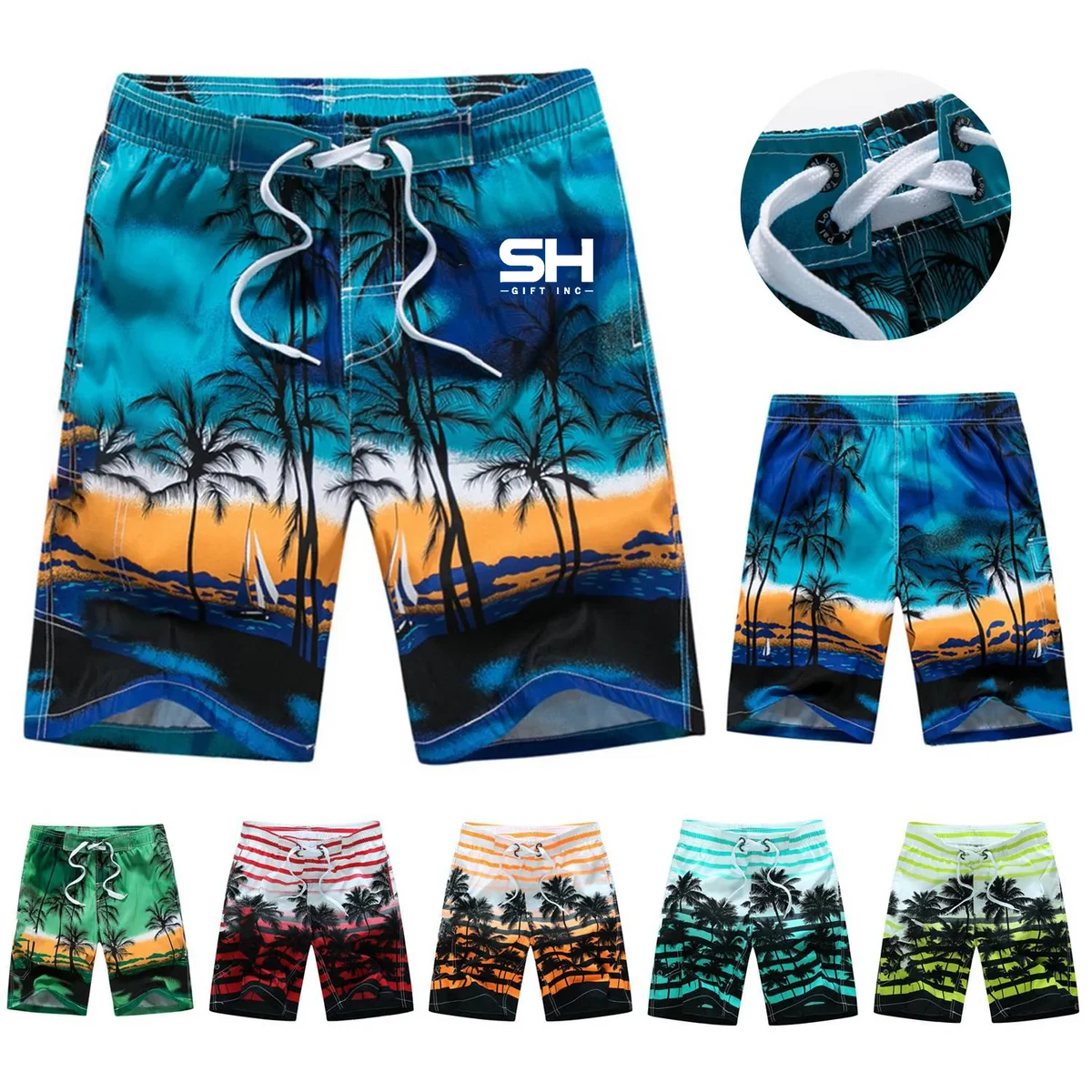 Men's Quick Dry Tropical Beach Swim Trunks 1