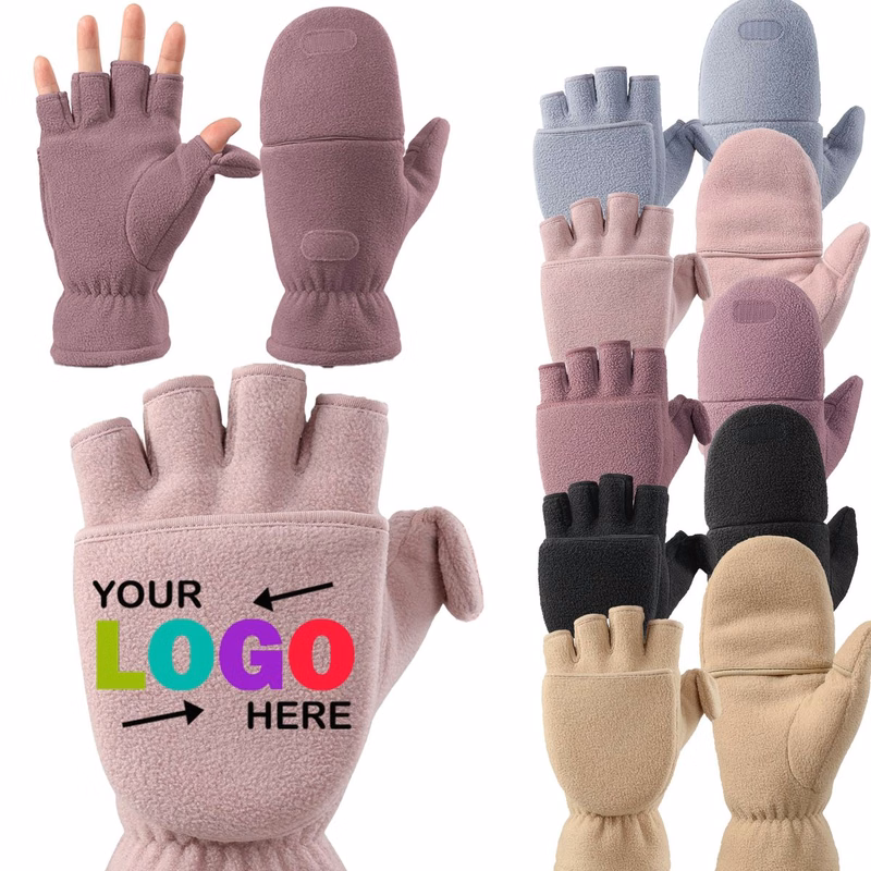 Fleece Thickened Flip-Top Fingerless Gloves Warm Handwear