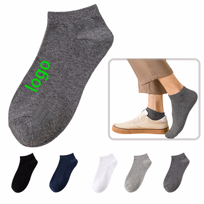 Men's No Show Socks Custom Logo - Soft Cotton, Elastic & Durable