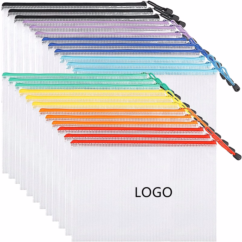 Multisize Mesh Zipper Pouch Document Bag