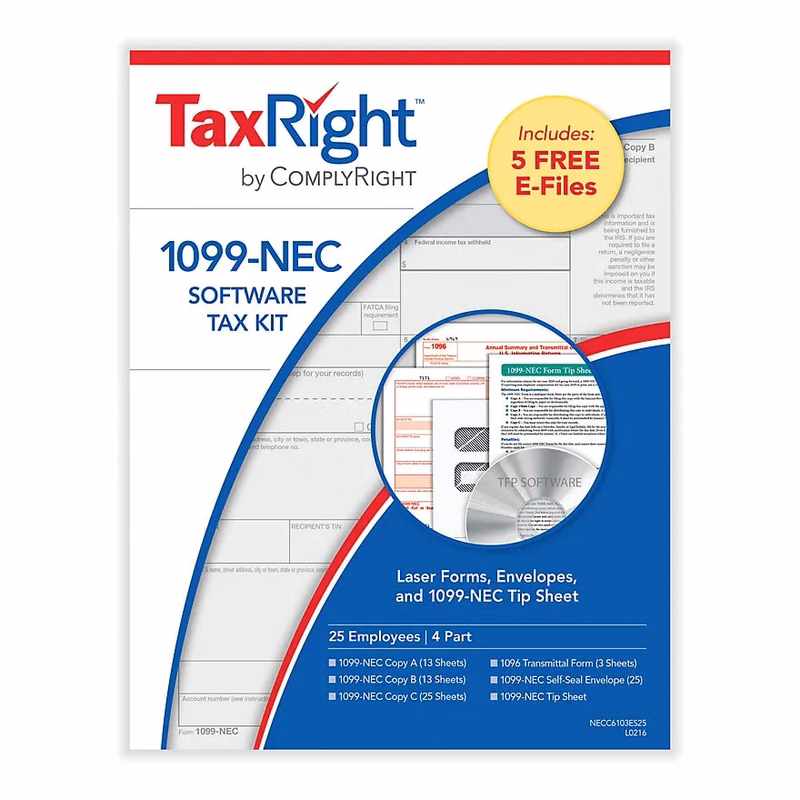 1099 NEC 4-Part Software Kit With Envelopes - 25 Sets/Pk