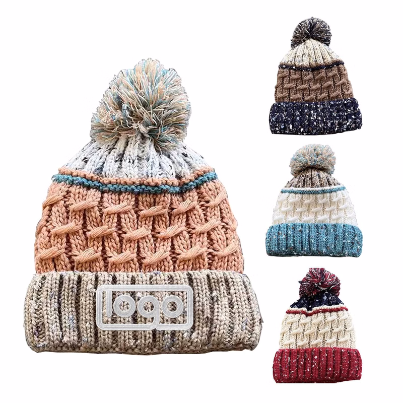 Mixed Color Striped Velvet Beanie Hat