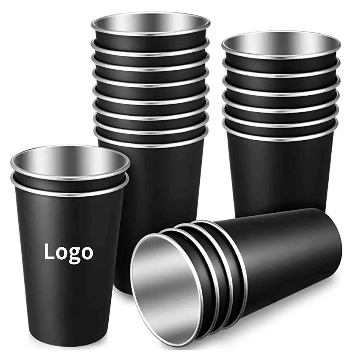 16 Oz Stainless Steel Cup Black 1