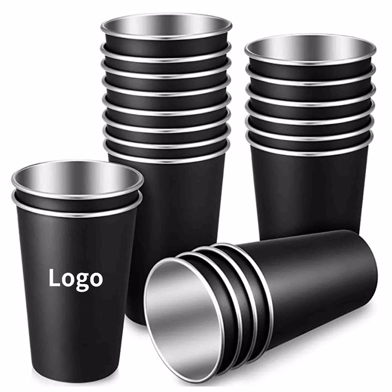 16 Oz Stainless Steel Cup Black