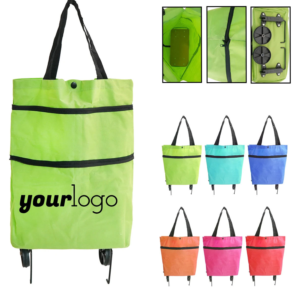 Foldable Oxford Fabric Shopping Trolley with Wheels 1