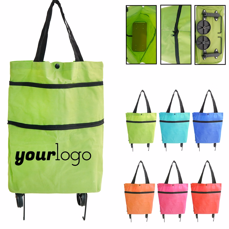 Foldable Oxford Fabric Shopping Trolley with Wheels