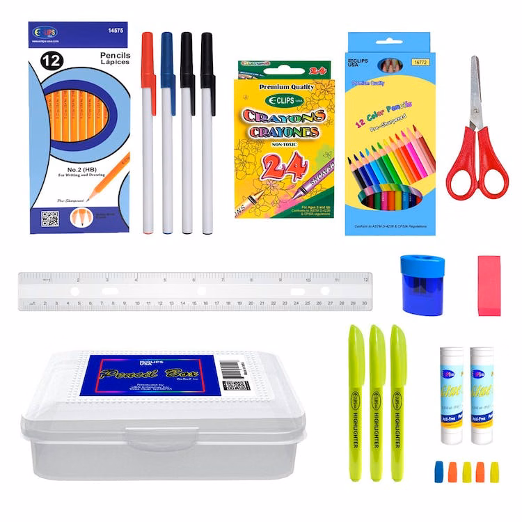 Middle School Supply Kits - Writing Supplies & Pencil Box