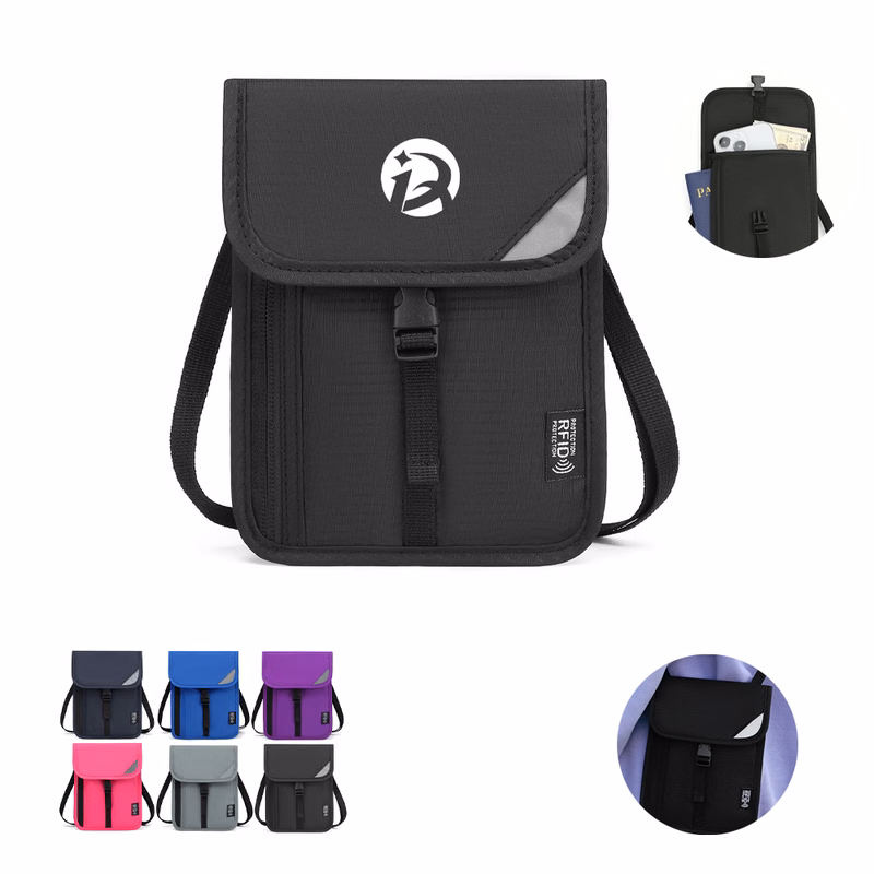 RFID Blocking Travel Neck Wallet With Multi Pockets