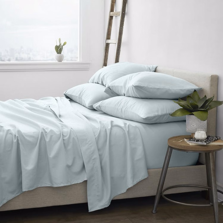 Luxury Bed Sheets - Solid Mint Queen 6 Set